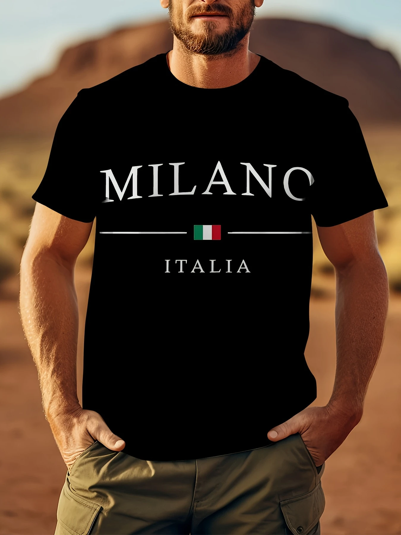 Street Fashion Milan - Milan Italia Kaos Olahraga Pria Ukuran