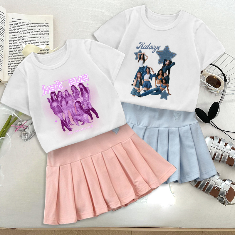 Street Fashion Tshirt - Set Rok Lipit dan Kaos Fashion