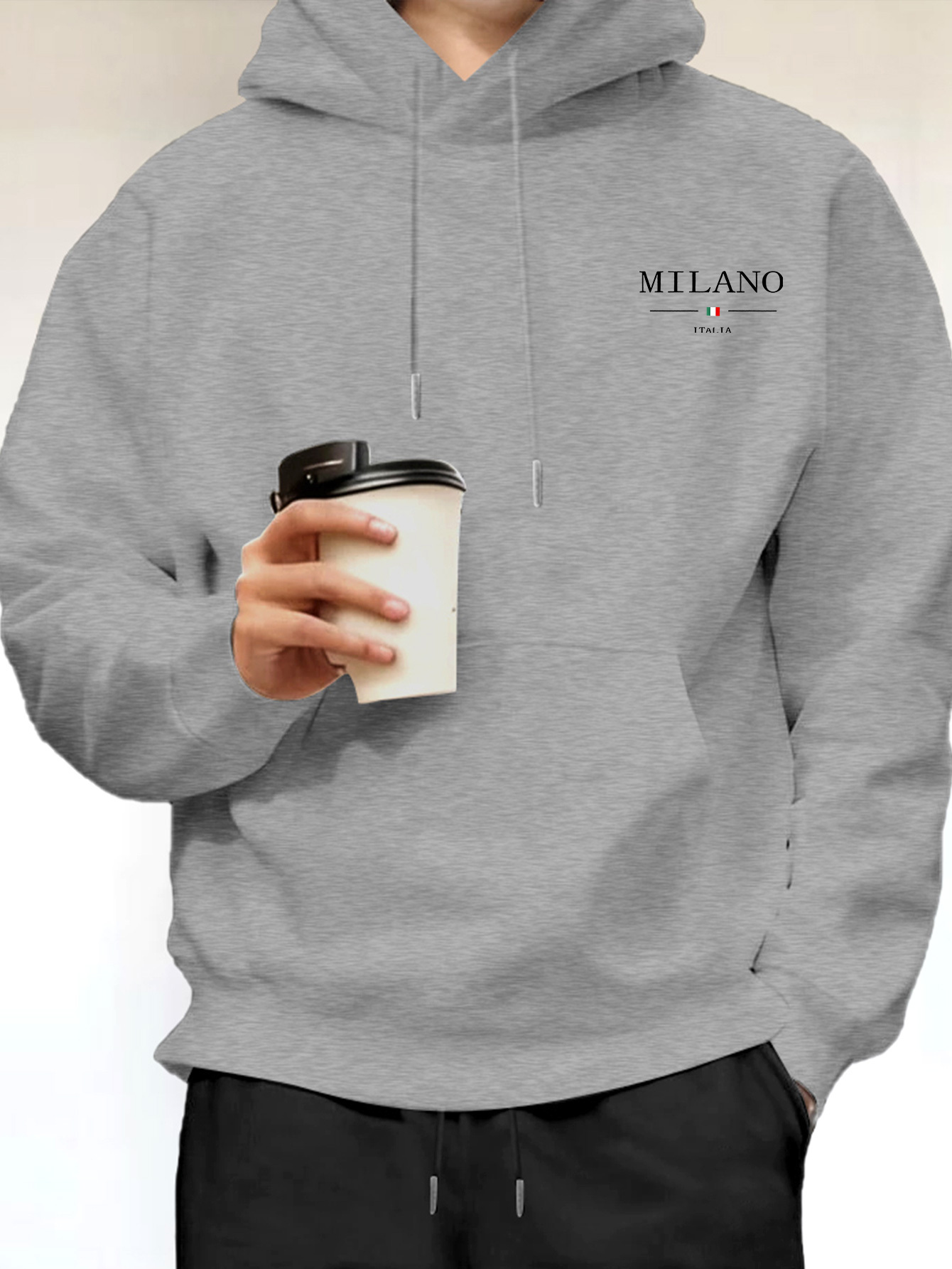 Street Fashion Milan - Hoodie Pria Minimalis Motif Huruf Milan,