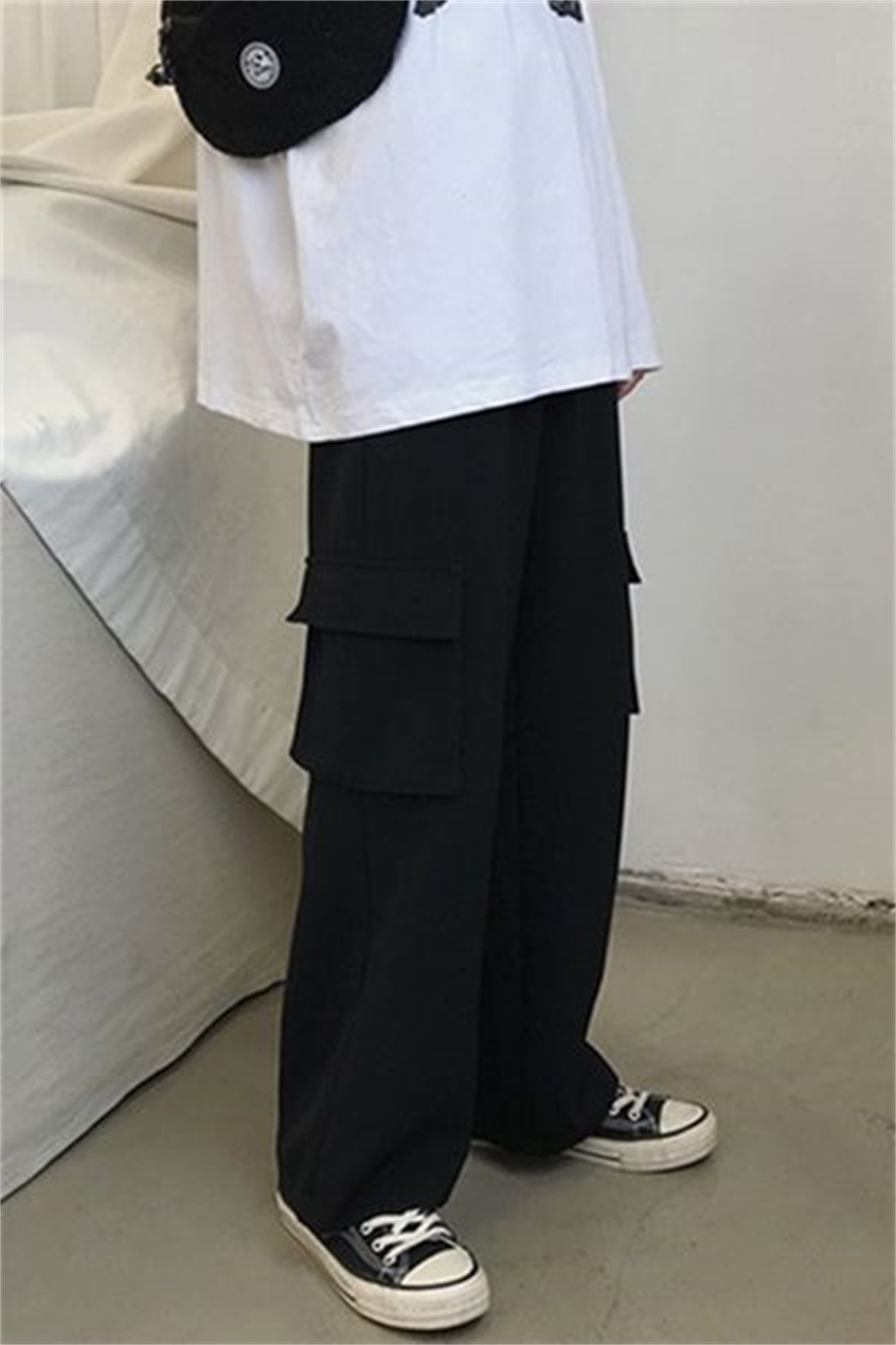 Techwear Pants Tactical - Celana Kargo Hip Hop Pria Hitam