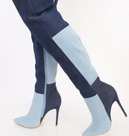 Street Fashion Denim - Sepatu Bot Denim Dua Warna Biru