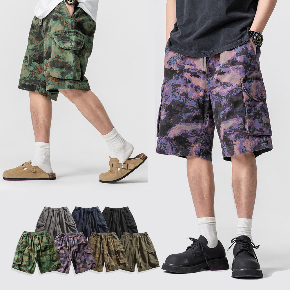 Techwear Pants Tactical - Celana Pendek Kargo Kamuflase Jalur Kasual