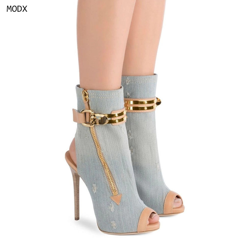 Street Fashion Denim - Sepatu Boots Wanita Denim Distressed 2026
