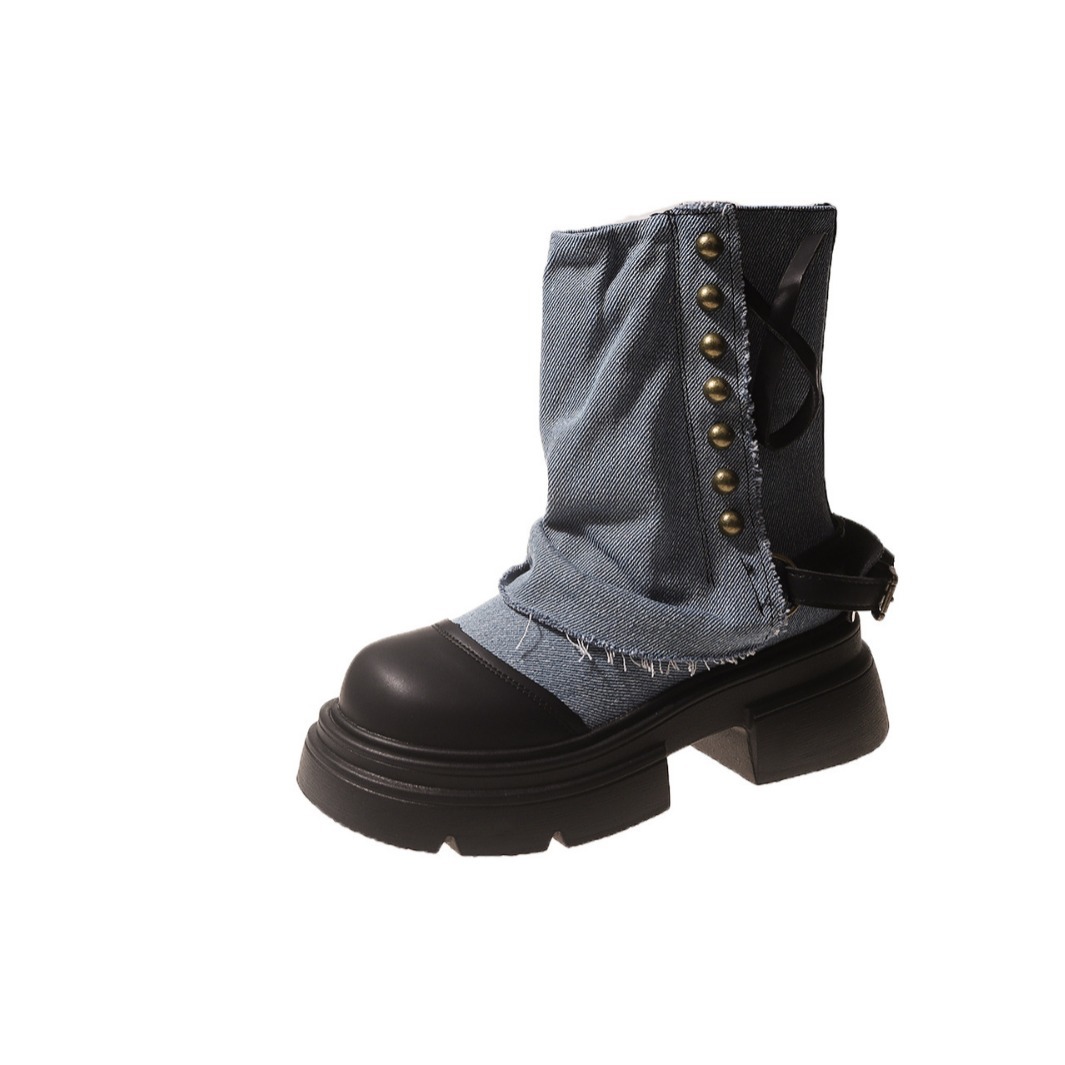 Sepatu Bot Wanita Sepatu Bot K - Street Fashion Denim ulasan dan harga