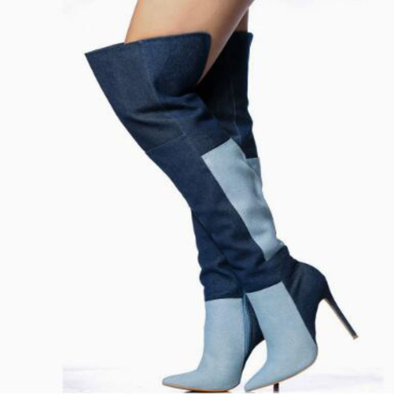 Sepatu Bot Denim Dua Warna Bir - Street Fashion Denim ulasan dan harga