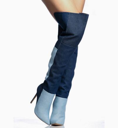 Sepatu Bot Denim Dua Warna Bir - Street Fashion Denim ulasan dan harga