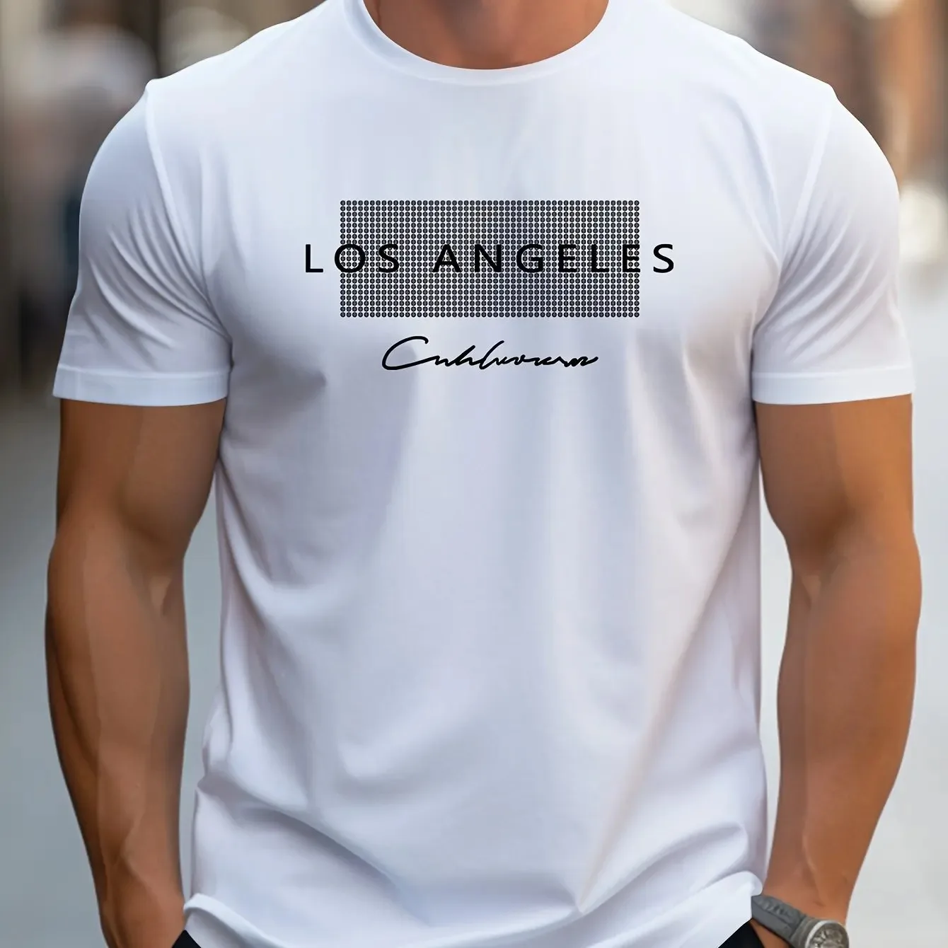 Kaos Kasual Pria Musim Panas,  - Street Fashion Los Angeles ulasan dan harga
