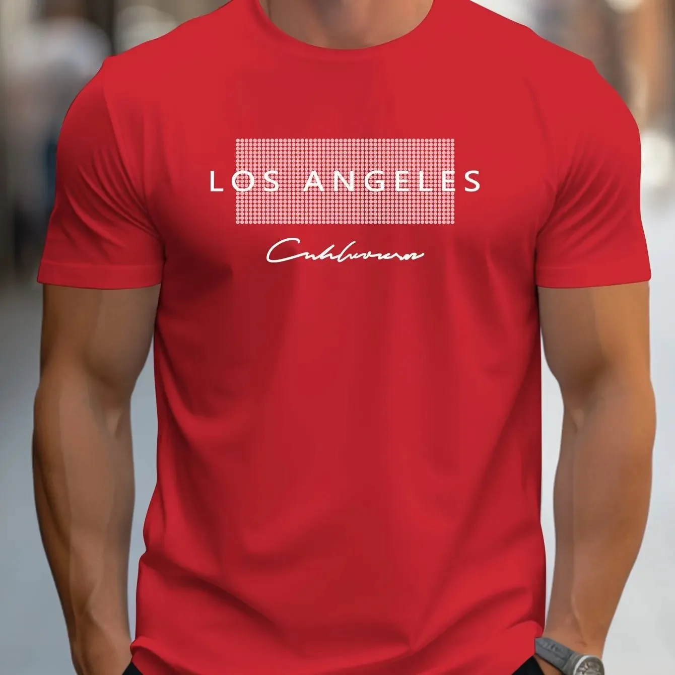 Kaos Kasual Pria Musim Panas,  - Street Fashion Los Angeles ulasan dan harga