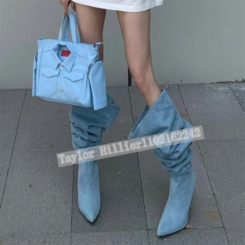Sepatu Slouch Berlipat Denim B - Street Fashion Denim ulasan dan harga