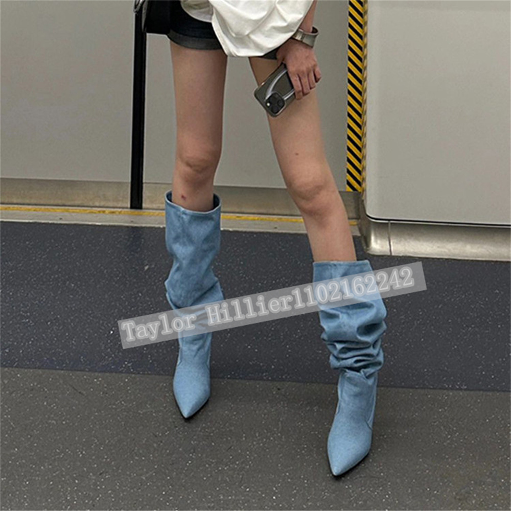 Sepatu Slouch Berlipat Denim B - Street Fashion Denim ulasan dan harga