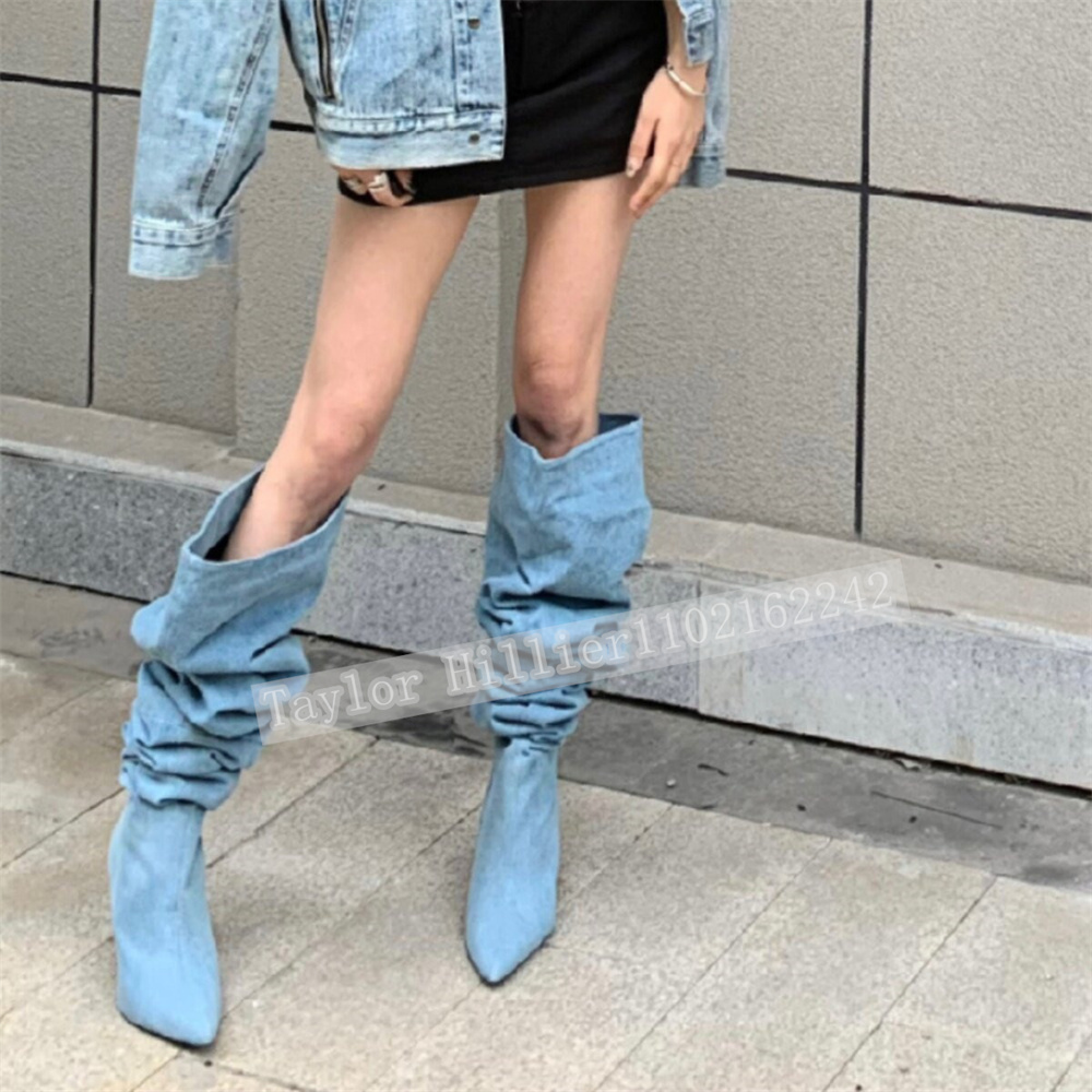 Sepatu Slouch Berlipat Denim B - Street Fashion Denim ulasan dan harga