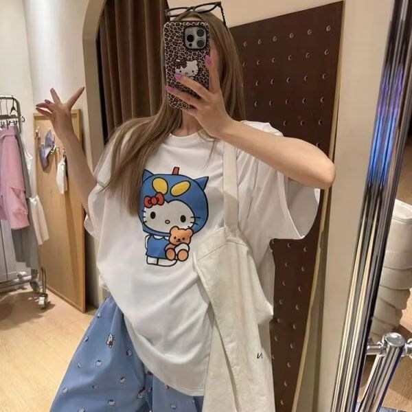 Kaus Cetak Hello Kitty Lengan  - Street Fashion Tshirt ulasan dan harga