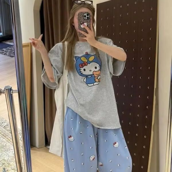 Kaus Cetak Hello Kitty Lengan  - Street Fashion Tshirt ulasan dan harga