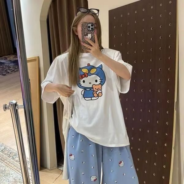 Kaus Cetak Hello Kitty Lengan  - Street Fashion Tshirt ulasan dan harga