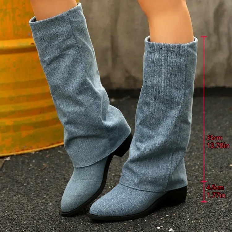Sepatu Bot Setinggi Lutut Wani - Street Fashion Denim ulasan dan harga