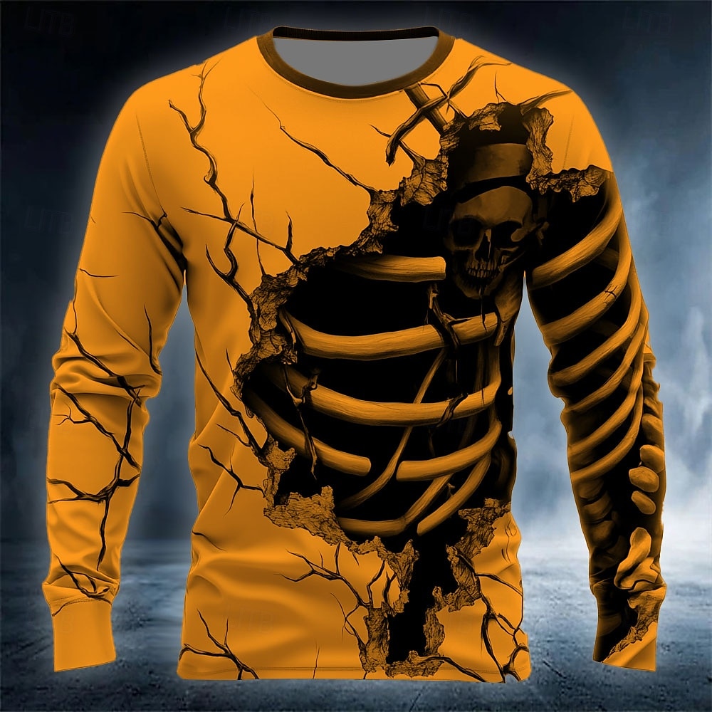 Kaos Pria Cetak Tengkorak 3D L - Street Fashion Tshirt ulasan dan harga