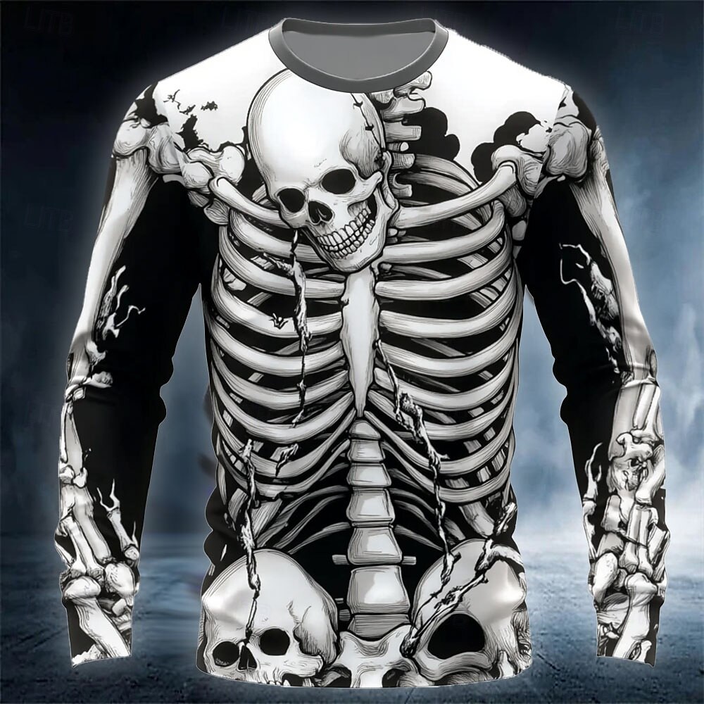 Kaos Pria Cetak Tengkorak 3D L - Street Fashion Tshirt ulasan dan harga