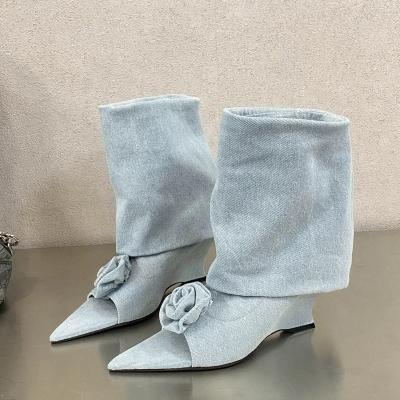 Sepatu Wedges wanita hak tingg - Street Fashion Denim ulasan dan harga