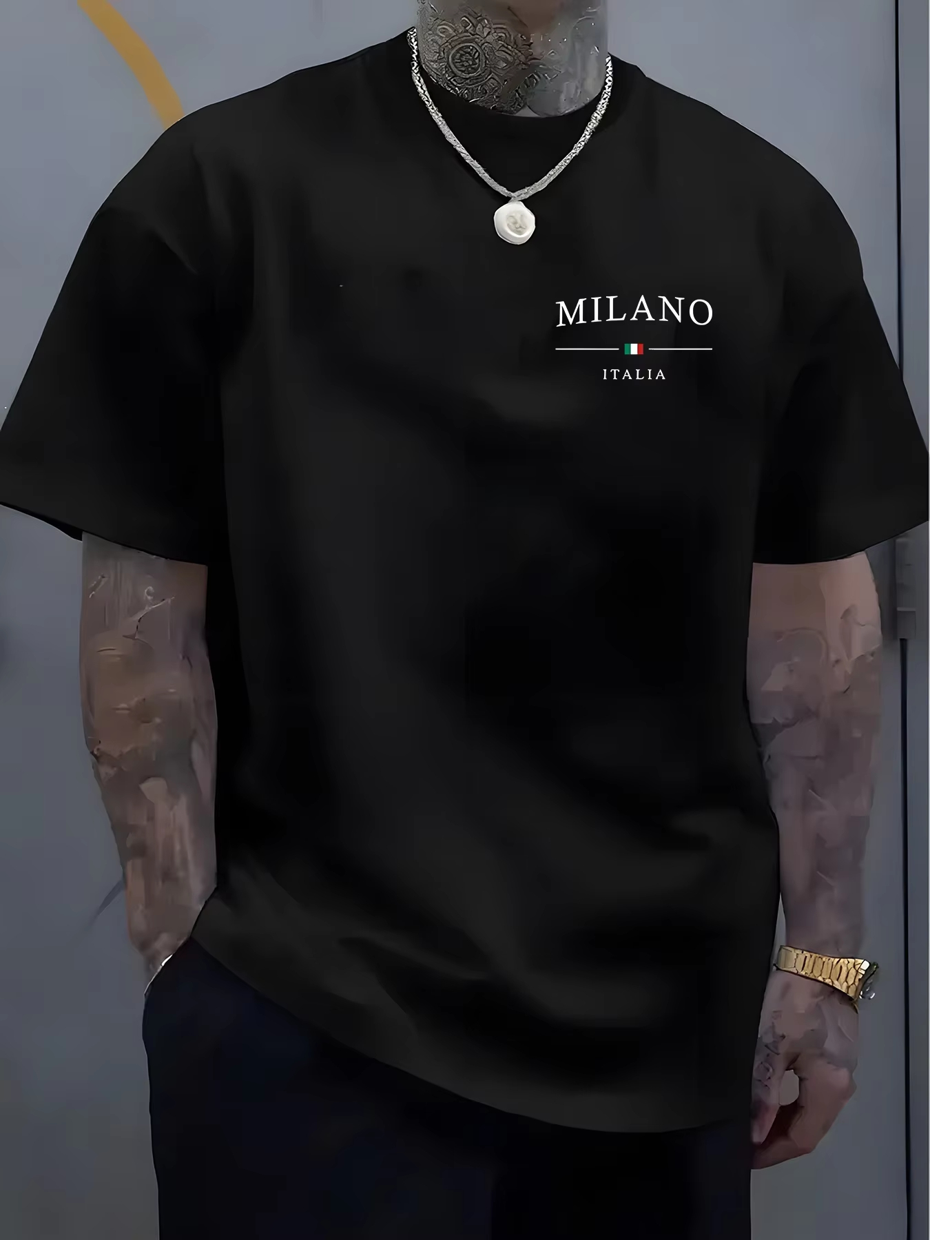 Kaos kasual pria lengan pendek - Street Fashion Milan ulasan dan harga